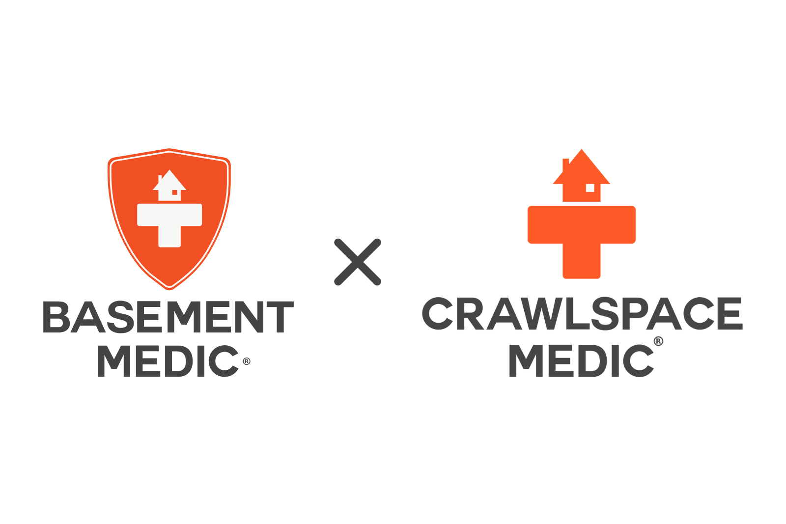 Basement Medic and Crawlspace Medic logos side by side, illustrating the shared ownership and team behind both brands